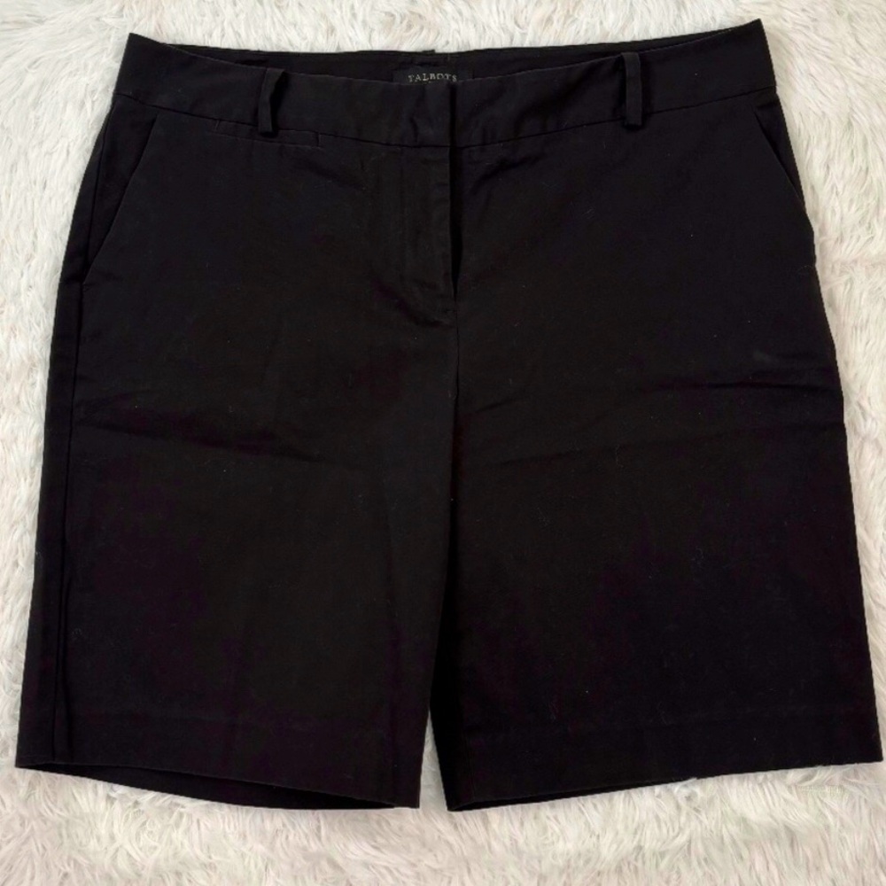WOMENS TALBOTS COTTON BLEND BLACK SHORTS‎ 14P ~ 36” WAIST~EUC~Not Faded& Crispy!